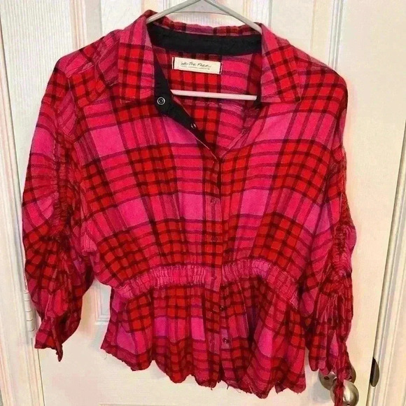 Free People "Pacific Dawn" Plaid Top Size S - Picture 5 of 5